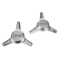 Rocket Racing Caps - Rocket Vintage 3 Bar Knockoff Deep Angle Spinner Chrome Pair