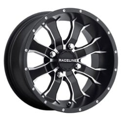 Raceline A77 Mamba ATV/UTV 10x5 4x144 0 ET 132 CB Black with Machined Accents