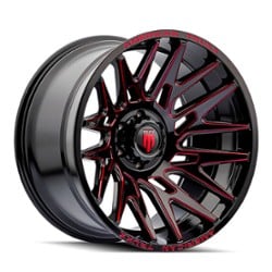 American Truxx AT1919 Evolution 22x12 6x135 -44 ET 87.1 CB Black Prizm Red