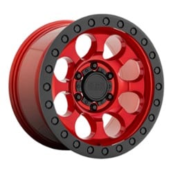 Black Rhino Riot 17x9 6x120 12 ET 67.1 CB Candy Red w/Black Lip and Black Bolts