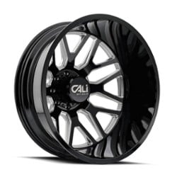 Cali Off-Road Invader Dually Rear 9115D 24x8.25 8x165.1 -232 ET 121.3 CB Gloss Black/Milled Spokes