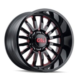 Cali Off-Road Summit 9110 24x14 8x180 -76 ET 124.1 CB Gloss Black/Red Milled Spokes