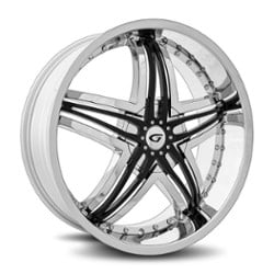 Diablo Blitz 24x10 Blank 5 Lug/Blank 6 Lug 12 ET 73.1 CB Chrome Black Inserts