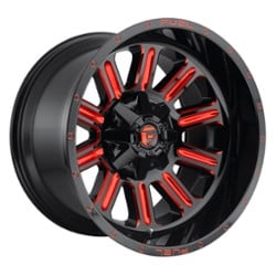 Fuel Hardline D621 15x8 5x139.7 -18 ET 108 CB Gloss Black with Candy Red