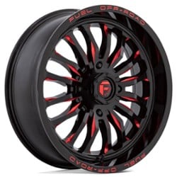 Fuel UTV D822 Arc 18x7 4x156 13 ET 132 CB Gloss Black Milled w/Red Tint