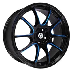 Konig Illusion 17x7 5x100 40 ET 73.1 CB Black/Ball Cut Blue