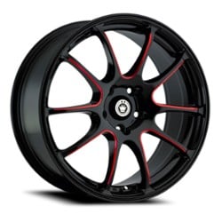 Konig Illusion 17x7 5x100 40 ET 73.1 CB Black/Ball Cut Red