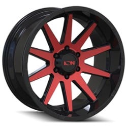 Ion Alloy 143 18x9 6x139.7 0 ET 106 CB Gloss Black/Red Machined