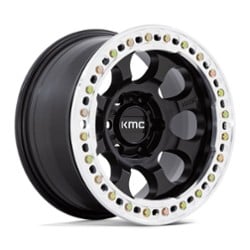 KMC KM237 Riot Beadlock 17x9 Blank 6 Lug -38 ET 72.56 CB Satin Black w/Machined Ring