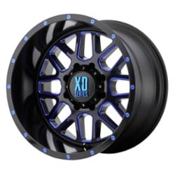 XD Series XD820 Grenade 20x9 8x180 18 ET 124.2 CB Satin Black Milled w/Blue Clear Coat