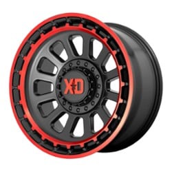 XD Series XD856 Omega 17x9 5x127/5x139.7 -12 ET 78.1 CB Satin Black Machined Lip With Red Tint