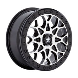 MSA Offroad M48 Portal Beadlock 15x6 4x110 38 ET 86 CB Gloss Black Machined, Black Ring