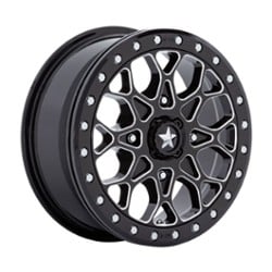 MSA Offroad M48 Portal Beadlock 15x6 4x110 38 ET 86 CB Gloss Black Milled, Black Ring