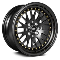 MST MT10 15x7 5x100/5x114.3 20 ET 73.1 CB Matte Black w/Gold Rivets