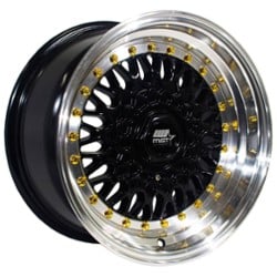 MST MT13 15x8 4x100/4x114.3 20 ET 73.1 CB Black w/Machined Lip Gold Rivets