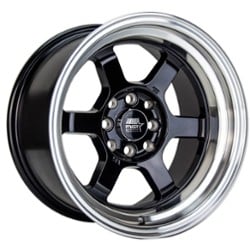 MST Time Attack 15x8 4x100/4x114.3 0 ET 73.1 CB Black w/Machined Lip