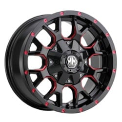 Mayhem 8015 Warrior 17x9 5x127/5x139.7 -12 ET 87 CB Black w/Prism Red