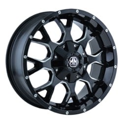 Mayhem 8015 Warrior 17x9 8x165.1/8x170 -12 ET 130.8 CB Black w/Milled Spokes