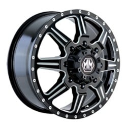 Mayhem 8101 Monstir Dually Front 20x8.25 8x165.1 127 ET 116.7 CB Black w/Milled Spokes