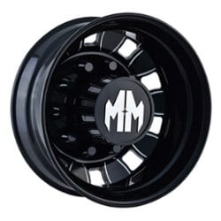 Mayhem 8180 Bigrig Rear 24.5x8.25 10x11.25 168 ET 220.1 CB Black w/Milled Spokes