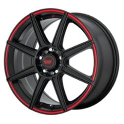 Motegi MR142 15x6.5 4x100/4x114.3 40 ET 72.56 CB Satin Black With Red Stripe