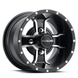 Raceline G77 Mamba 10 Golf UTV 10x7 4x101.6 0 ET 68 CB Satin Black Machined