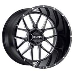 Tuff A.T. T23 22x14 6x139.7 -76 ET 112.1 CB Gloss Black with Milled Spokes & Dimples