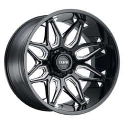 Tuff A.T. T3B 22x12 8x180 -45 ET 125.1 CB Gloss Black W/Milled Spoke