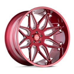 Tuff A.T. T3B 22x12 5x127 -45 ET 71.5 CB Candy Red w/Milled Spokes