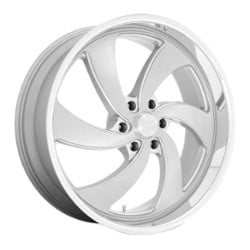 US Mags Desperado 6 - U134 20x8 6x139.7 1 ET 90.7 CB Brushed Silver with Milled Spoke Accents and a Diamond Cut Lip