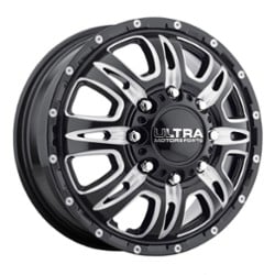 Ultra 049 Predator Dually Front 17x6.5 8x165.1 129 ET 121.7 CB Gloss Black w/Milled Accents