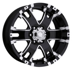 Ultra 202 Baron 17x9 6x139.7 12 ET 106.1 CB Gloss Black with Diamond Cut Accents and Clear Coat