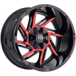 Vision 422 Prowler 20x12 5x114.3/5x127 -51 ET 83 CB Gloss Black Machined w/Red Tint