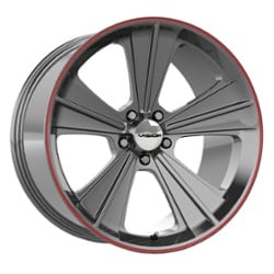 Vision Missile 20x11 5x115 27 ET 71.5 CB Gunmetal w/Red Lip