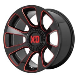 XD Series XD854 Reactor 20x9 5x127/5x139.7 0 ET 78.1 CB Gloss Black Milled with Red Tint