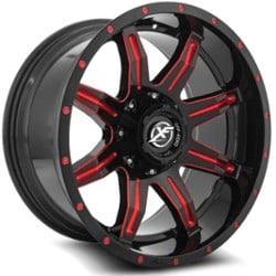 XF Off-Road XF-215 22x12 5x127/5x139.7 -44 ET 78.1 CB Gloss Black Red Milled