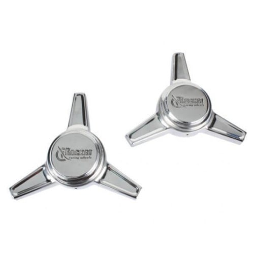 Rocket Racing Caps - Rocket Vintage 3 Bar Knockoff Deep Angle Spinner Chrome Pair (330246)