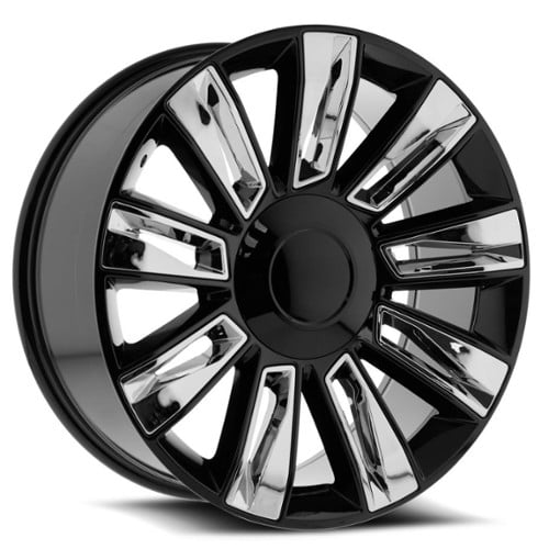 O.E. Revolution D-06 24x10 6x139.7 31 ET 78.1 CB Black w/ Chrome Inserts (D062410655+31GB)