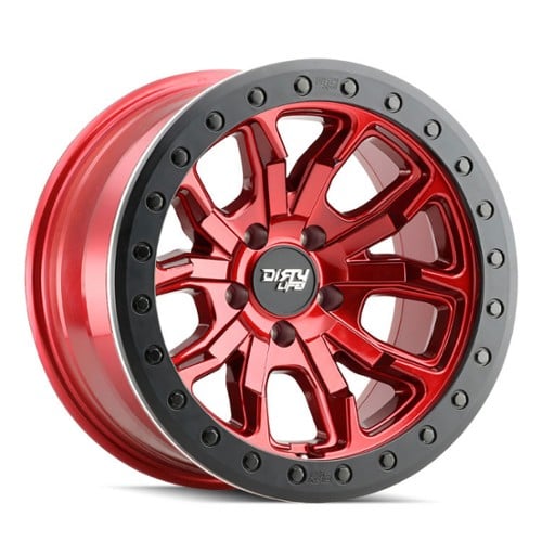 Dirty Life 9303 DT-1 17x9 5x114.3 -12 ET 72.56 CB Simulated Beadlock Red (9303-7965R12)