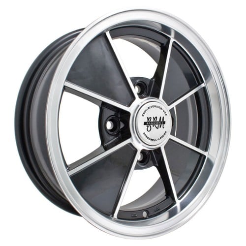 Empi VW BRM 4-Lug 15x4.5 15 ET 73 CB Gloss Black/Polished Lip/Spokes (00-9734-0)