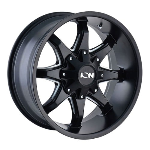 Ion Alloy 181 17x9 6x135/6x139.7 18 ET 106 CB Satin Black w/Milled Spokes (181-7937B18)