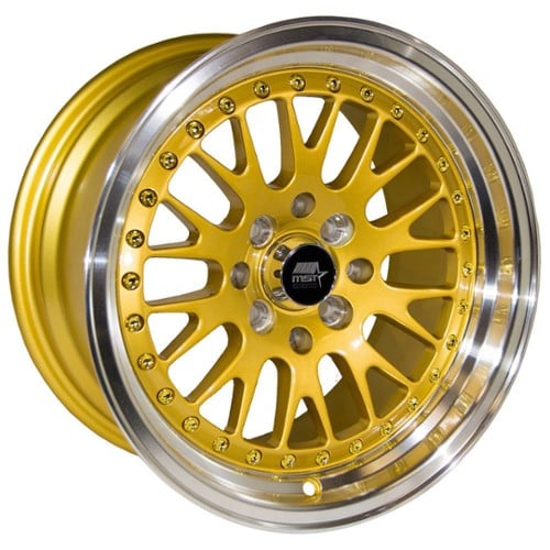 MST MT10 15x8 4x100/4x114.3 25 ET 73.1 CB Gold w/Machined Lip (10-5816-25GLDL)