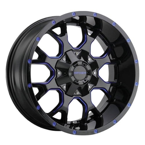 Mayhem 8015 Warrior 18x9 8x165.1/8x170 18 ET 130.8 CB Black w/Prism Blue (8015-8976BTB18)