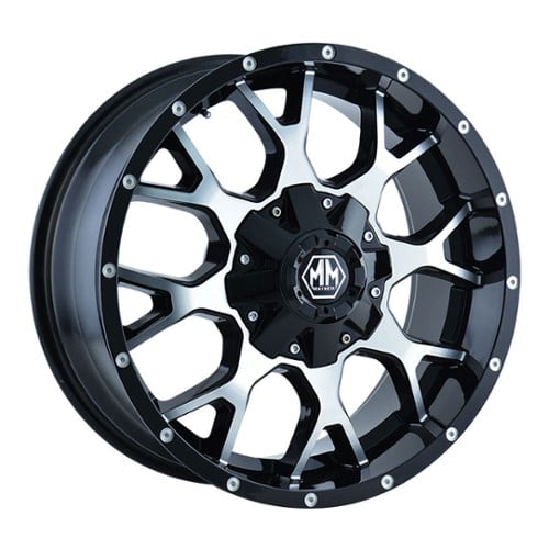 Mayhem 8015 Warrior 17x9 5x127/5x139.7 -12 ET 87 CB Black w/Machined Face (8015-7952B)