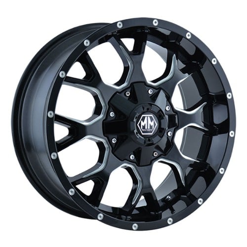 Mayhem 8015 Warrior 17x9 8x165.1/8x170 -12 ET 130.8 CB Black w/Milled Spokes (8015-7976M)