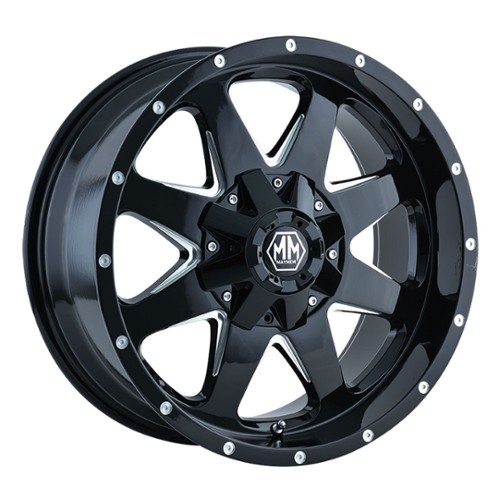 Mayhem 8040 Tank 18x9 5x114.3/5x127 -12 ET 87 CB Black w/Milled Spokes (8040-8956B)