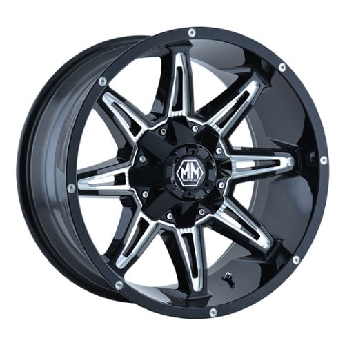 Mayhem 8090 Rampage 17x9 5x114.3/5x127 -12 ET 87 CB Black w/Milled Spokes (8090-7956M)