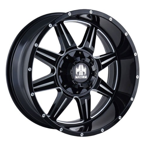 Mayhem 8100 Monstir 18x9 5x114.3/5x127 0 ET 87 CB Black w/Milled Spokes (8100-8956M)