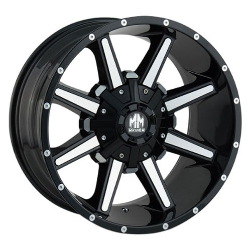 Mayhem 8104 Arsenal 17x9 6x135/6x139.7 -12 ET 106 CB Black w/Milled Spokes (8104-7937B)