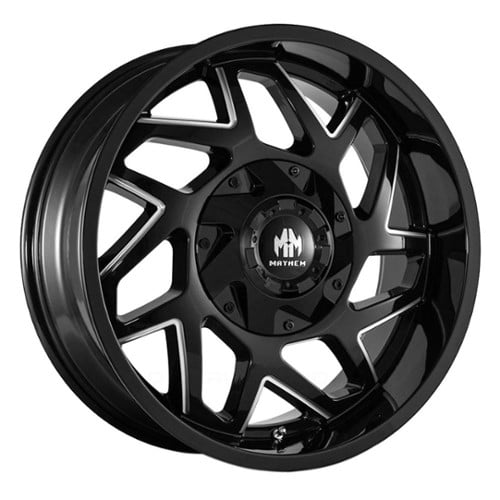 Mayhem 8106 Hatchet 20x9 8x165.1/8x170 0 ET 130.8 CB Gloss Black w/Milled Spokes (8106-2976BM)